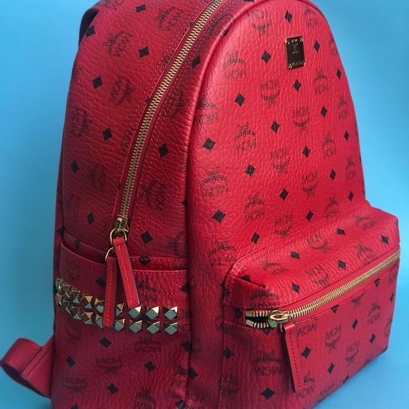 mcm men's logo coated canvas backpack